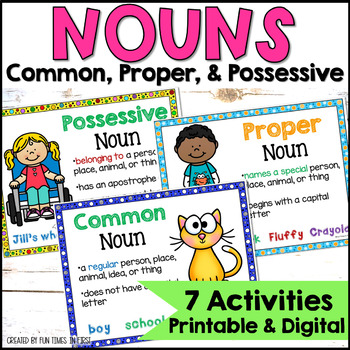 Preview of 1st Grade Common Proper & Possessive Nouns | Printable & Digital Noun Activities