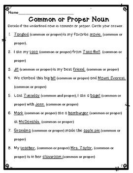 Common And Proper Nouns St Nd Grade Grammar Phonics Review Worksheets
