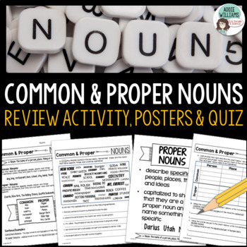 Preview of Nouns - Common and Proper Noun Review, Posters, & Quiz