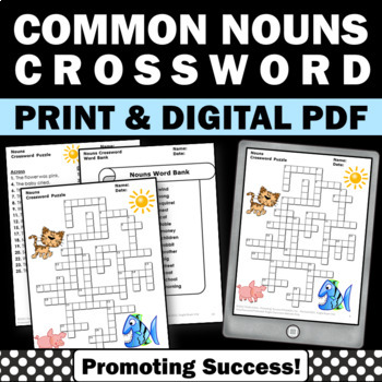 Nouns Crossword Puzzle Grammar Distance Learning Packet At Home Learning