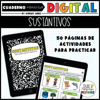 Preview of Nouns Digital Notebook Spanish | Sustantivos cuaderno interactivo digital