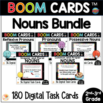 Preview of Nouns BOOM CARDS™ Task Cards and Anchor Charts BUNDLE | Digital Resources