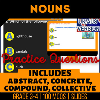 Preview of Nouns Editable Presentations: Abstract, Collective, Concrete in UK/AUS English