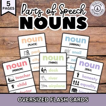 Preview of Nouns Flash Cards, Parts of Speech Charts, Noun Posters, Grammar Practice