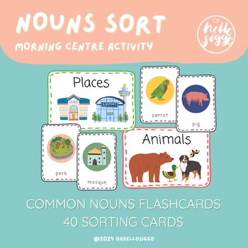 Preview of Nouns Flashcards + 40 Sorting Cards