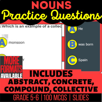 Preview of Nouns Google Slides | Abstract Concrete Compound Collective | Digital Resources