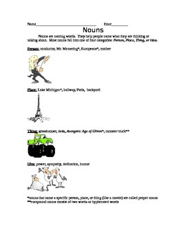 Preview of Noun Worksheet - Use Your Students' Names in Funny Sentences