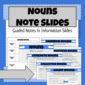 Preview of Nouns Lesson Note Slides