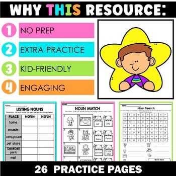 nouns worksheets for first grade by teaching second grade tpt