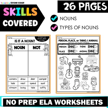 nouns worksheets by teaching second grade teachers pay teachers