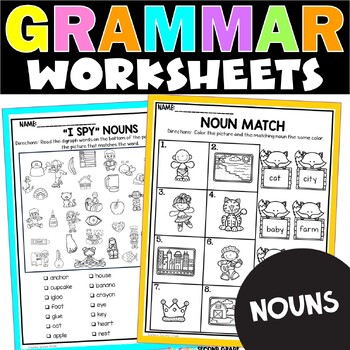 Preview of Nouns Worksheets for 1st and 2nd Grade - Grammar Fun Cut and Paste Activities