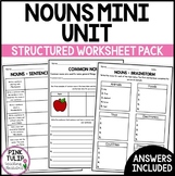 Nouns Mini Unit - Structured Worksheet Pack