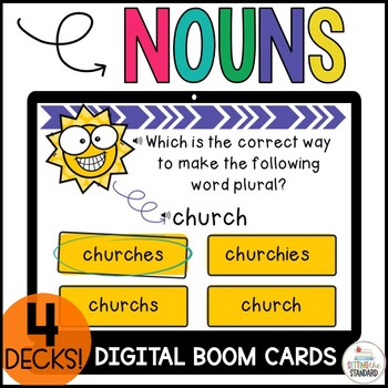 Preview of Nouns, Plural Nouns, & Proper Nouns Boom Cards