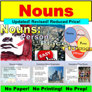 Preview of Nouns : PowerPoint Lesson and Exercise