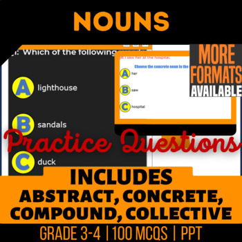 Preview of Nouns PowerPoints | Abstract Concrete Compound Collective | Grammar Grade 3-4
