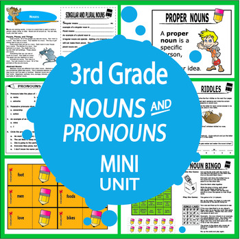 Preview of Nouns & Pronouns Activities & Worksheets–3rd Grade ELA Nouns & Pronouns Lessons