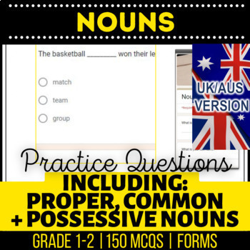 Preview of Nouns Self Grading Forms: Common and Proper, Irregular Plurals UK/AUS English