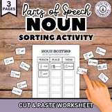 Nouns Sorting Worksheet, Parts of Speech Activity, Grammar