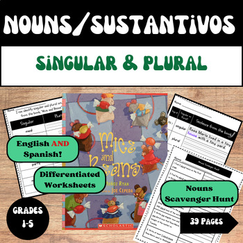 Preview of Nouns/Sustantivos Mice and Beans! | Differentiated Bilingual (English & Spanish)