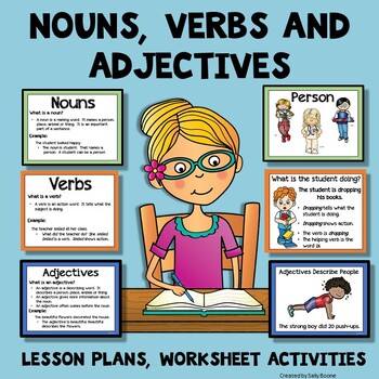 Nouns Verbs Adjectives Lesson Plans Mini Posters Worksheet Activity