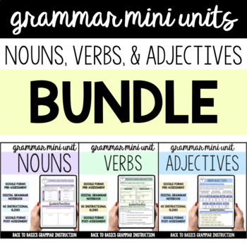 Preview of Nouns, Verbs, Adjectives Mini Units Bundle