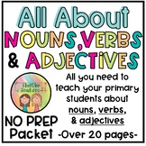 Nouns, Verbs, & Adjectives Practice Pages | No Prep