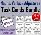 Nouns Verbs Adjectives Task Cards Activity Bundle 2nd 3rd 