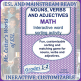 Nouns, Verbs, Adjectives Word Sort Game: Math Vocabulary T