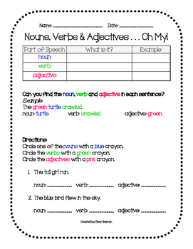 esl worksheets nouns verbs and adjectives