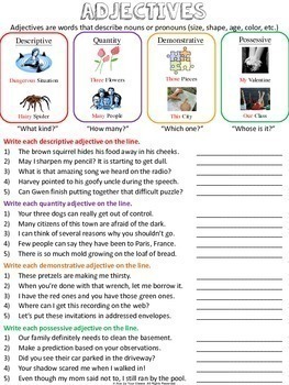 Nouns, Verbs, & Adjectives Worksheets & Quizzes by Ace Up Your Sleeve