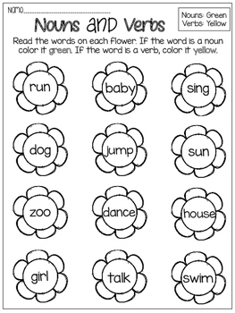 Preview of Nouns & Verbs FREEBIE