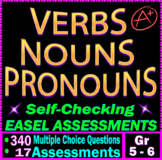 Nouns, Verbs, Pronouns. 340 MCQs. 5th-6th Grade Self-Check