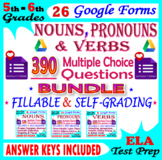 Nouns. Verbs. Pronouns. SELF-GRADING Grammar Review. 5th-6