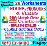 Nouns, Verbs, Pronouns Worksheets. Fillable Practice & Rev