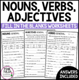 Nouns, Verbs and Adjectives - Fill In The Blanks