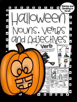 Preview of Nouns, Verbs, and Adjectives - Halloween Themed - No prep!