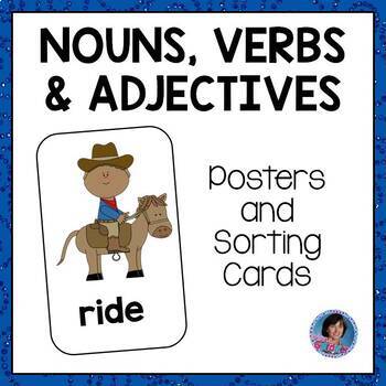 Preview of Pictures of Nouns, Verbs and Adjectives: Worksheets and Sorting Activities {ELL}