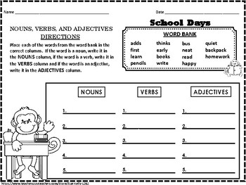 nouns verbs and adjectives by sue kelly teachers pay