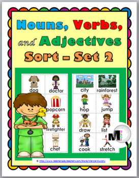 Preview of Nouns Verbs Adjectives Sort Set 2