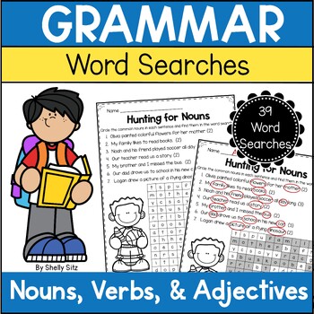 Preview of Nouns, Verbs, and Adjectives Worksheets - Grammar Worksheets 1st and 2nd Grade