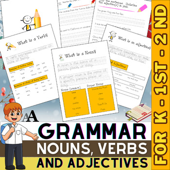 Preview of Nouns Verbs and Adjectives Worksheet | Grammar Worksheets for Morning Work