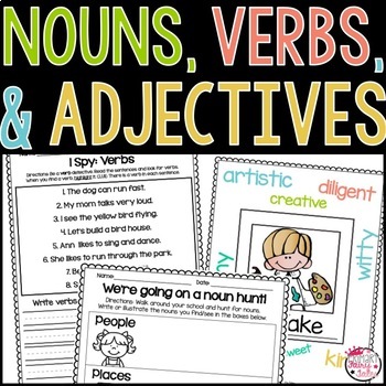 nouns and verbs worksheets teaching resources teachers pay teachers