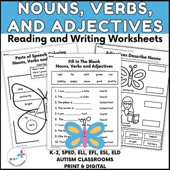Preview of Nouns, Verbs, and Adjectives Worksheets - Parts Of Speech - Daily Grammar Review