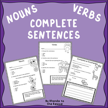 Preview of Nouns, Verbs, and Complete Sentences