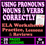 Nouns, Verbs, and Pronouns. 7th & 8th grade ELA Reviews & 