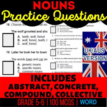 Preview of Nouns Workbook: Abstract, Concrete, Compound, Collective UK/AUS Spelling
