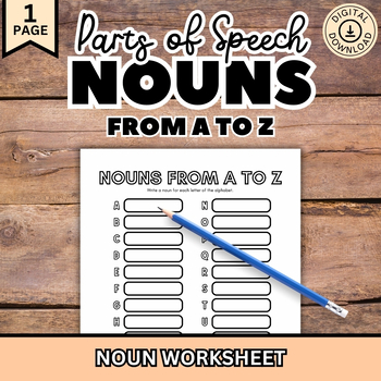 Preview of Nouns Worksheet, Grammar Game, Noun Scavenger Hunt, Parts of Speech Activity