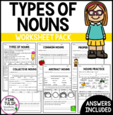 Nouns Worksheet Pack - Common, Proper, Abstract, Collectiv