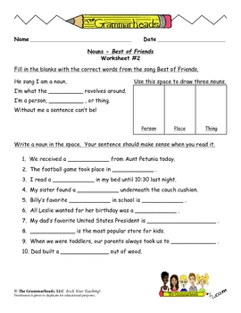 nouns worksheet packet and by the grammarheads