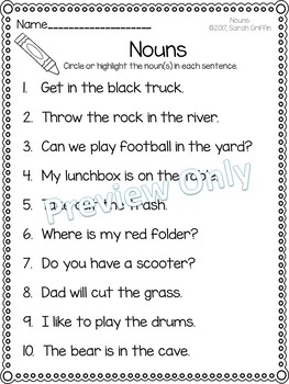 nouns practice worksheets by little learning corner tpt